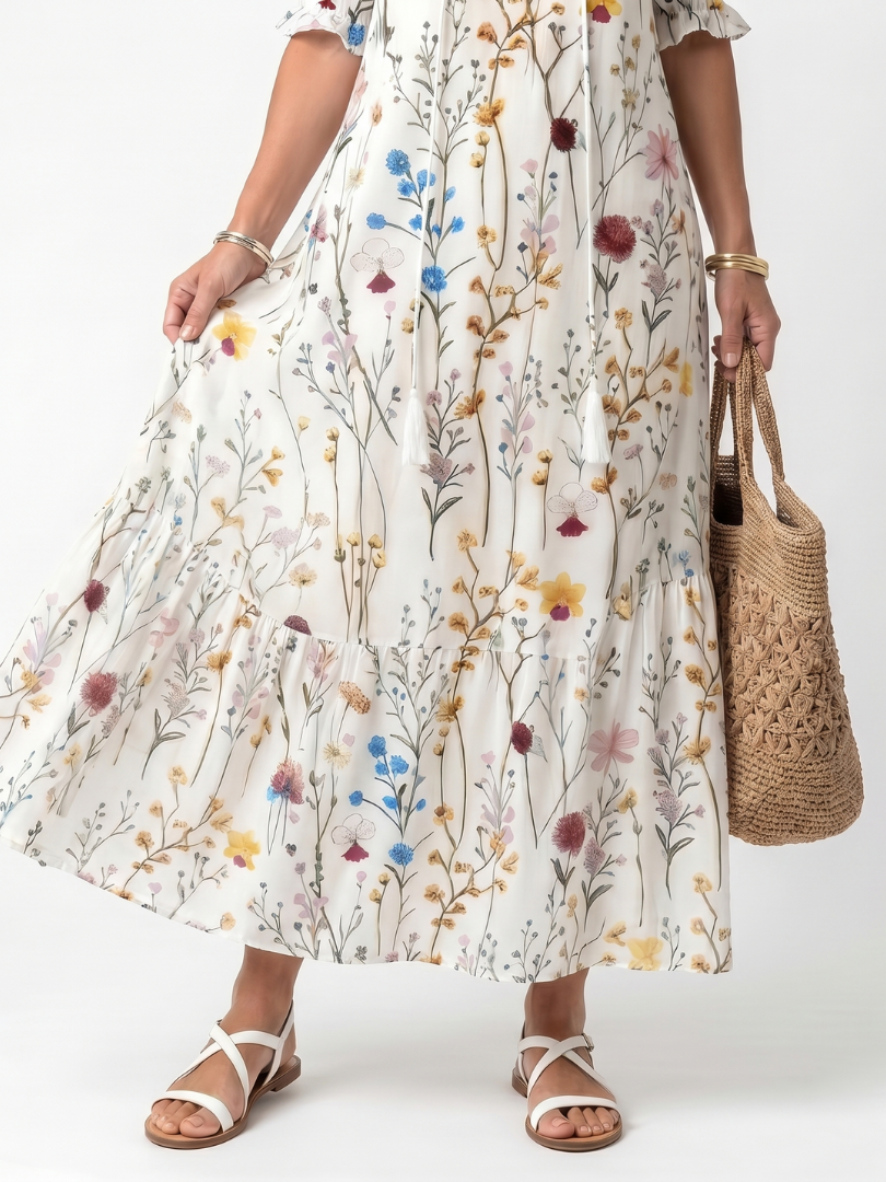 Celandine Tassel Tie Dress in white