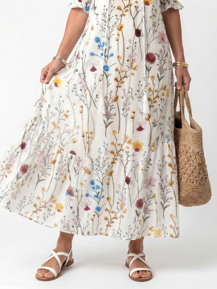 Celandine Tassel Tie Dress in white