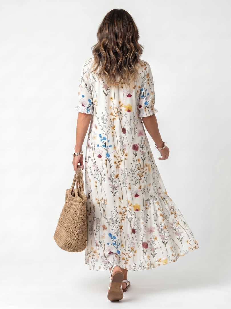 Celandine Tassel Tie Dress in white