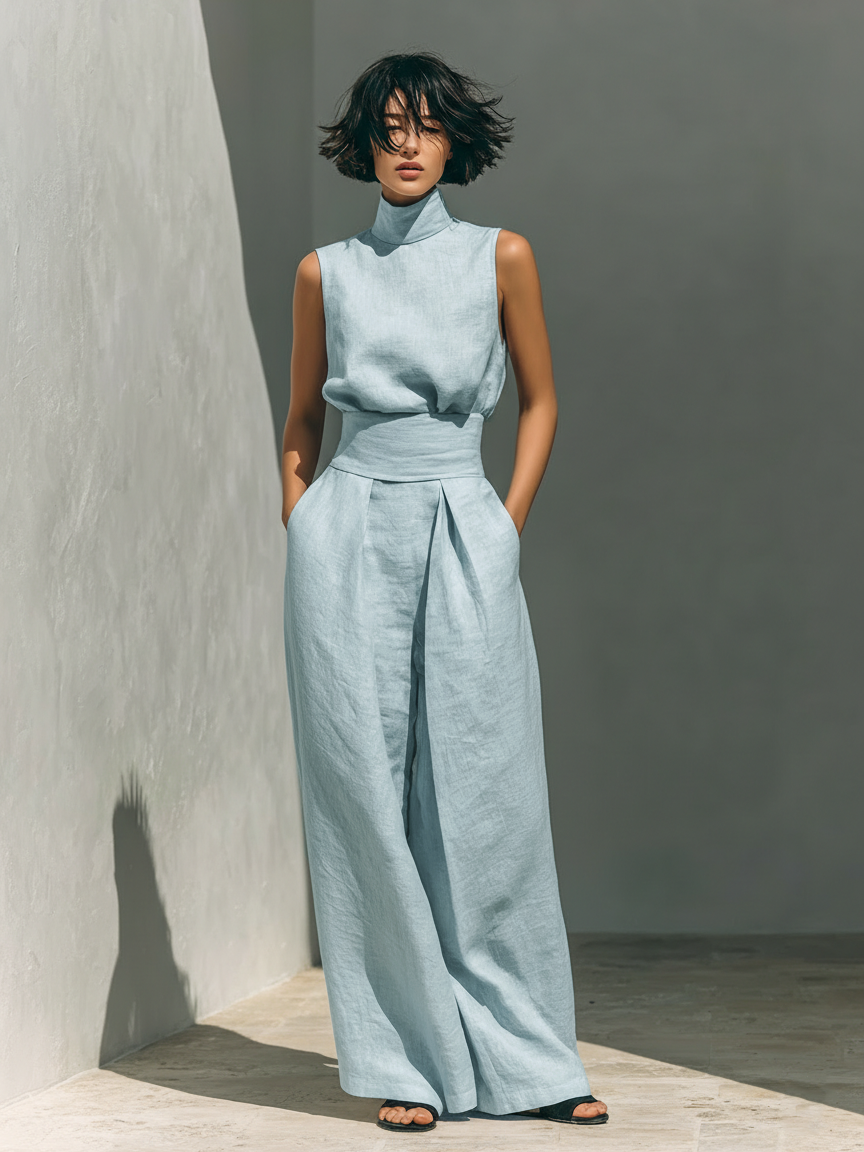 Daphne Trouser Ensemble in light blue