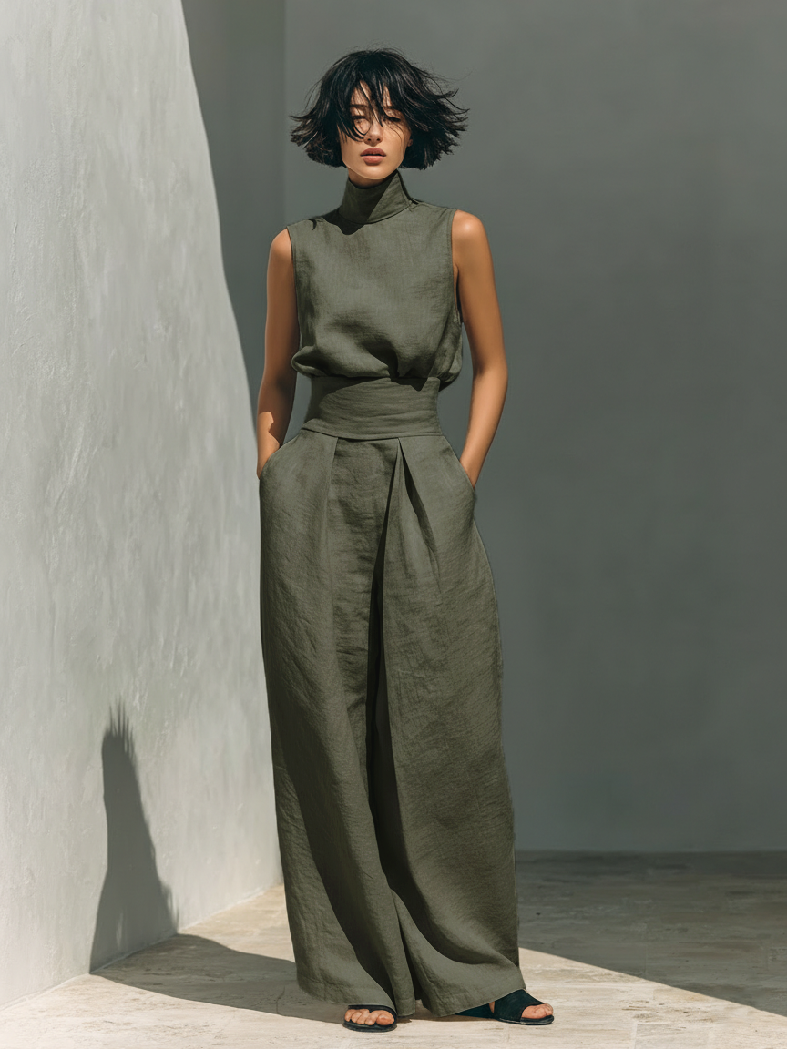 Daphne Trouser Ensemble in military green
