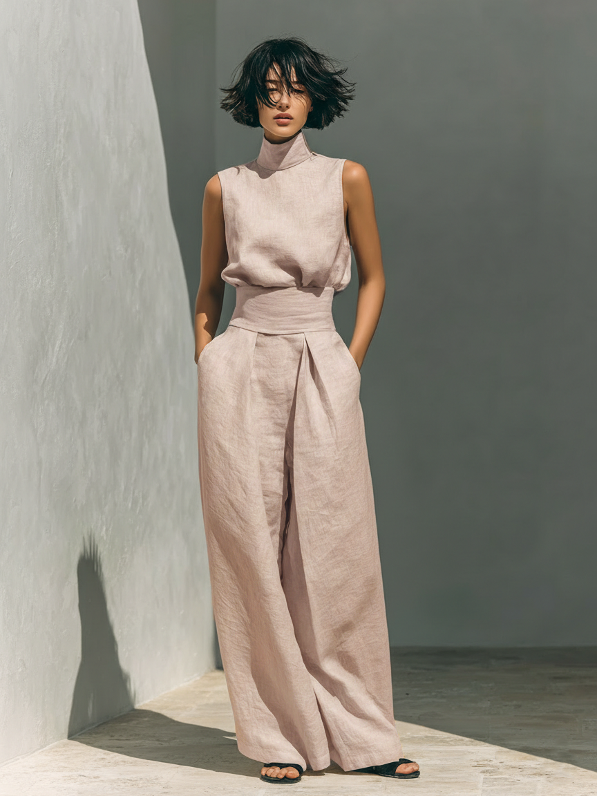 Daphne Trouser Ensemble in light pink