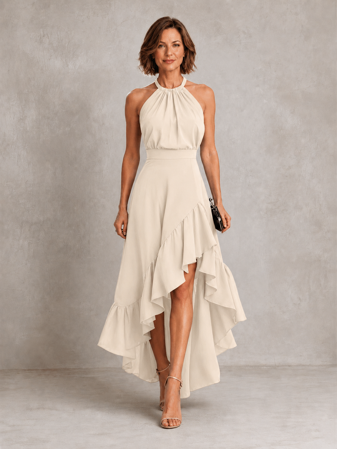 Elena Halter Dress in white