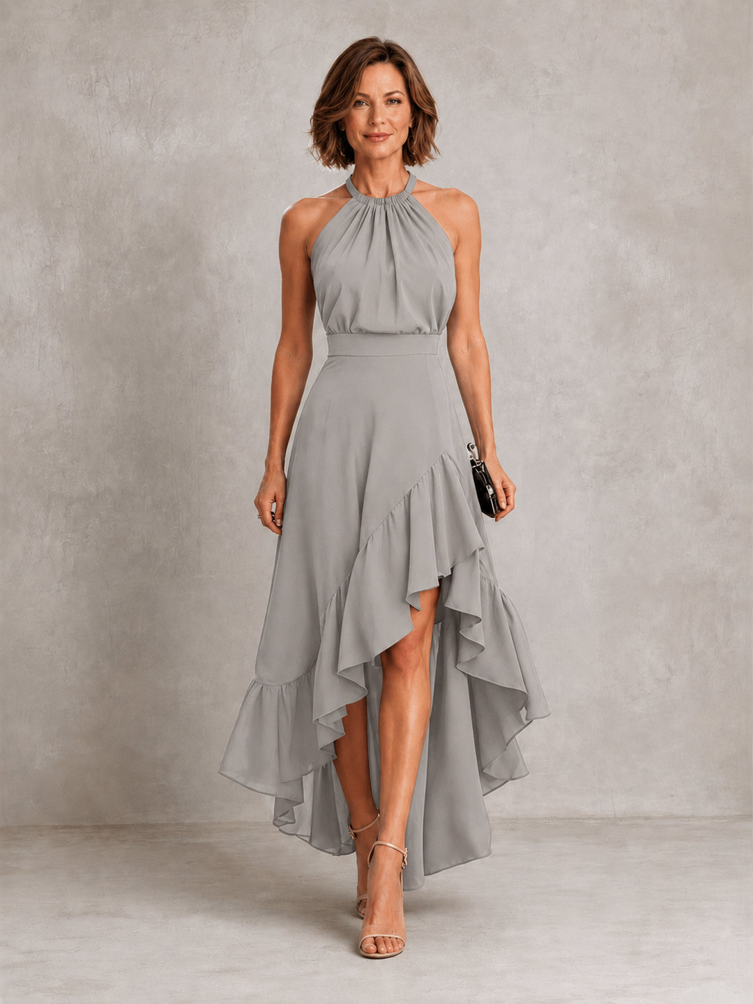 Elena Halter Dress in gray