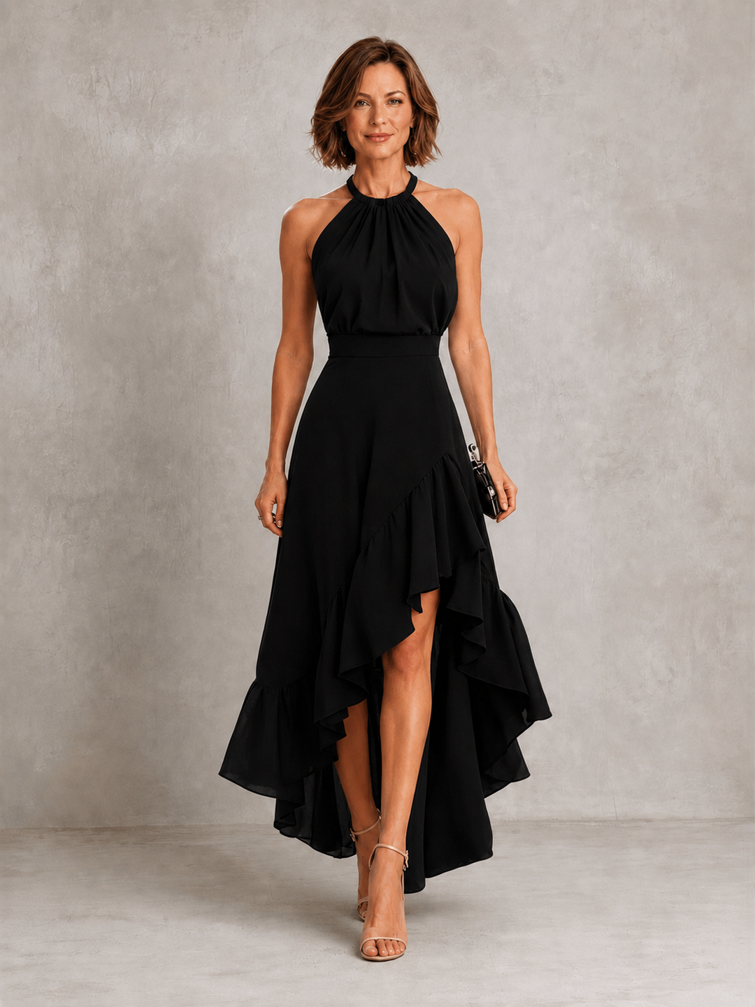 Elena Halter Dress in black