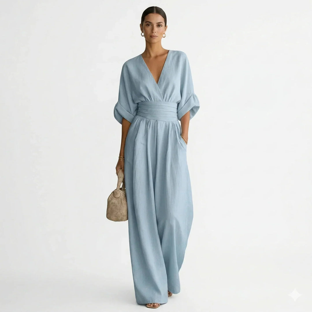 Eloise Wide Leg Jumpsuit in light blue