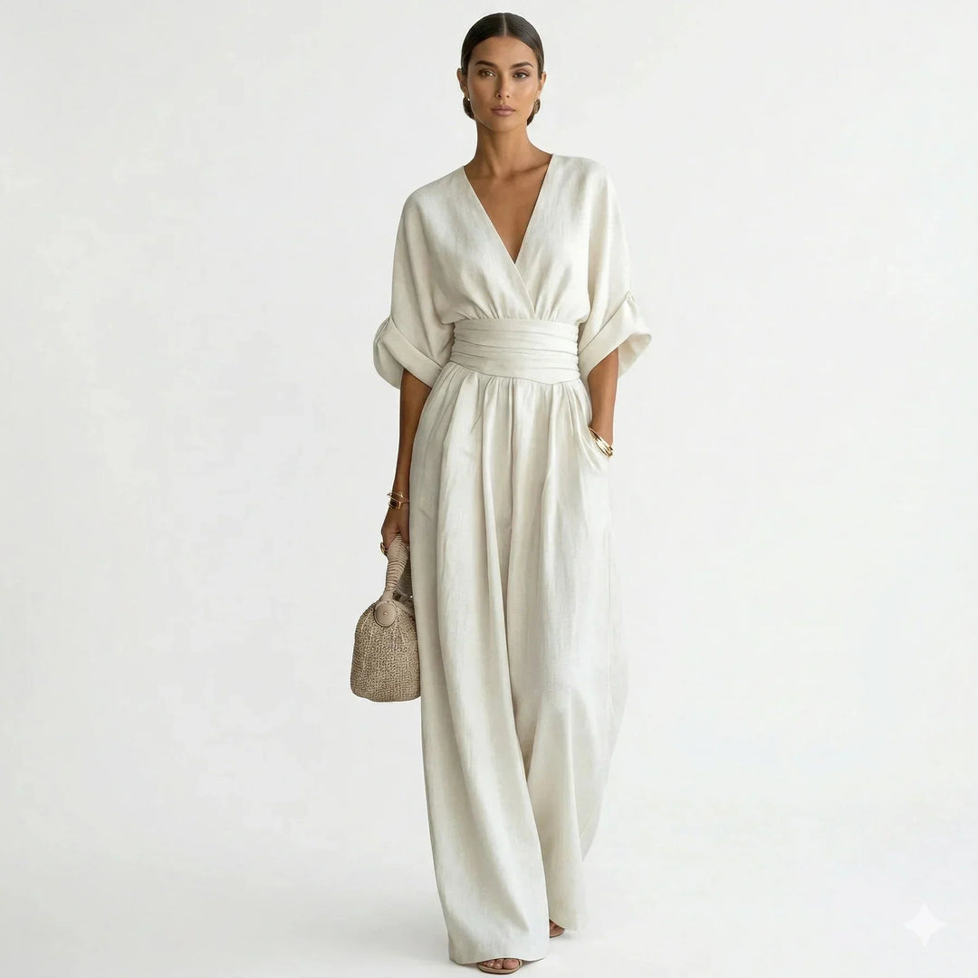 Eloise Wide Leg Jumpsuit in white