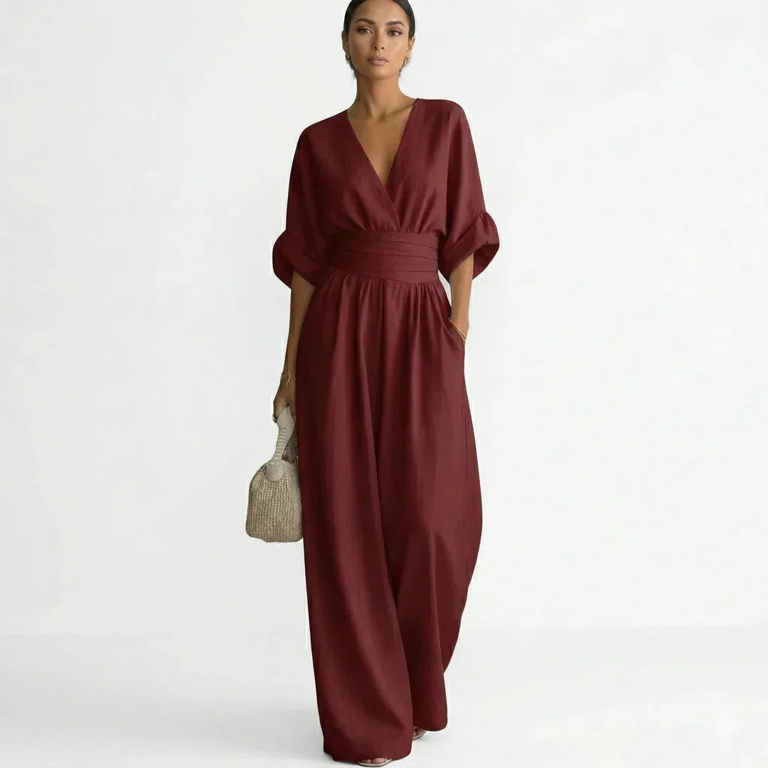 Eloise Wide Leg Jumpsuit in red