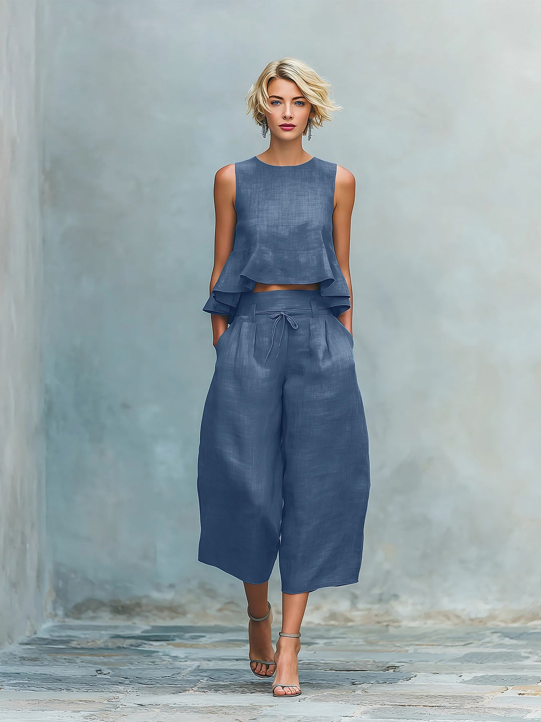 Frances Two Piece Ensemble in navy blue