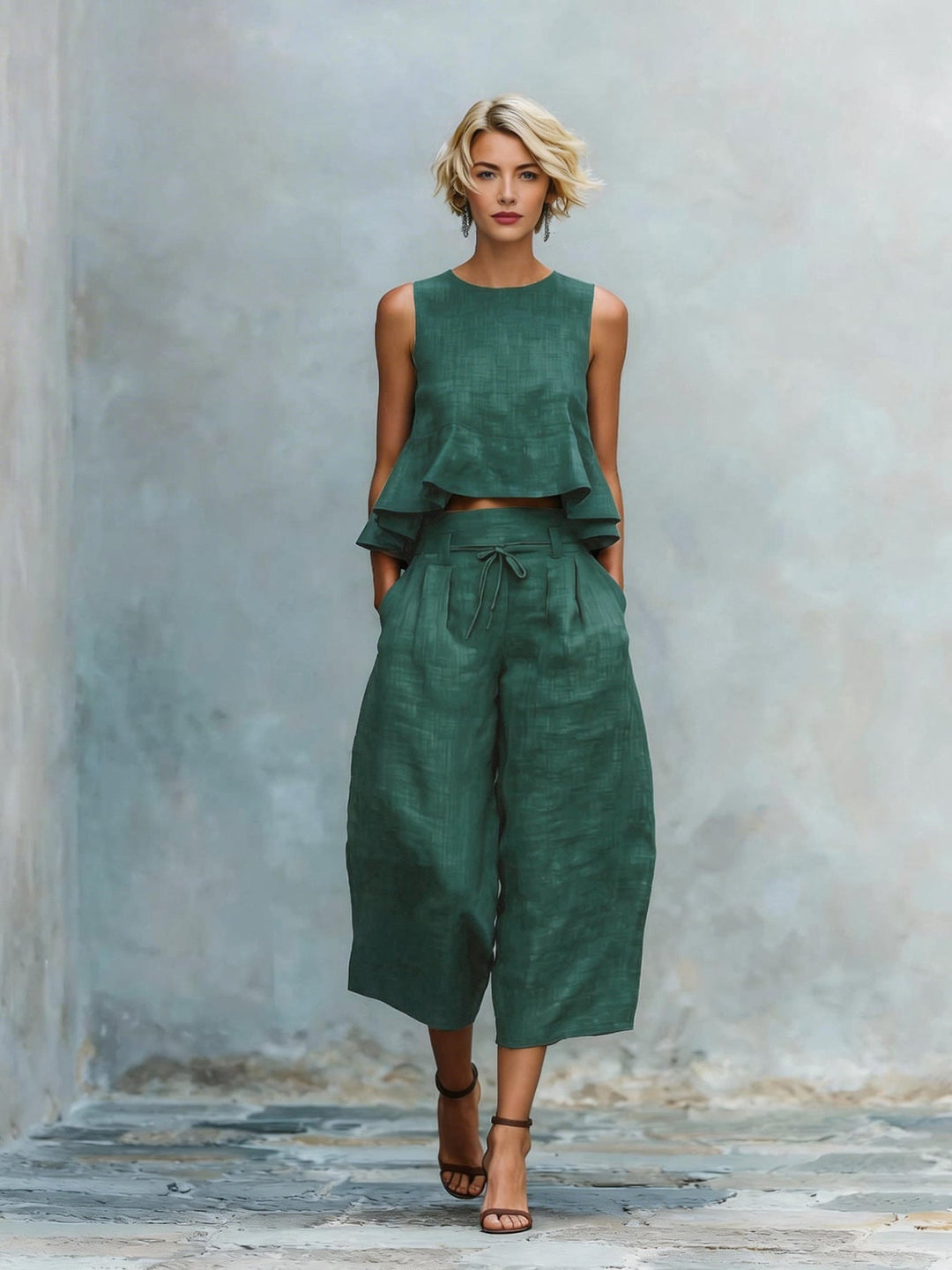 Frances Two Piece Ensemble in dark green