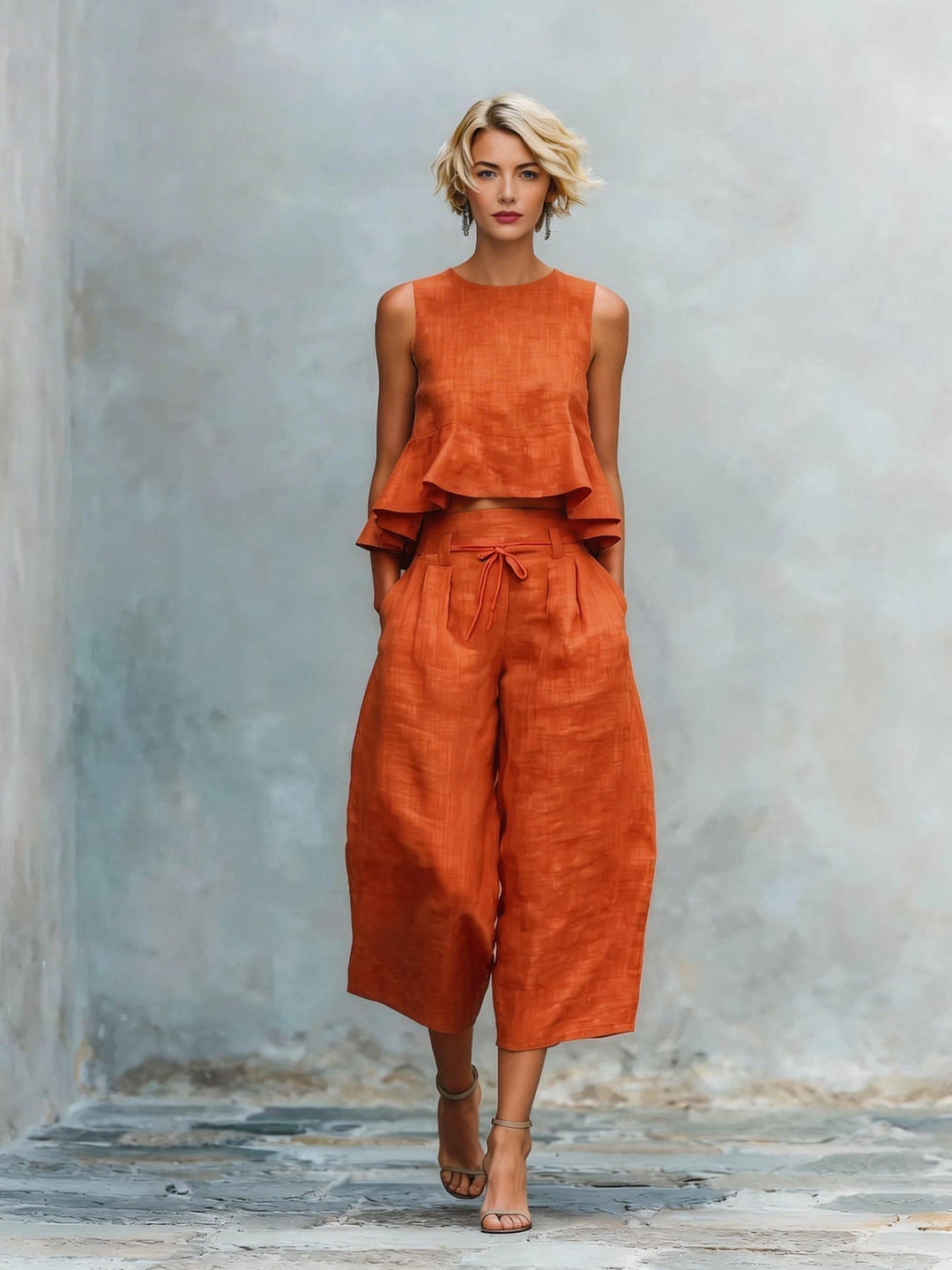 Frances Two Piece Ensemble in orange