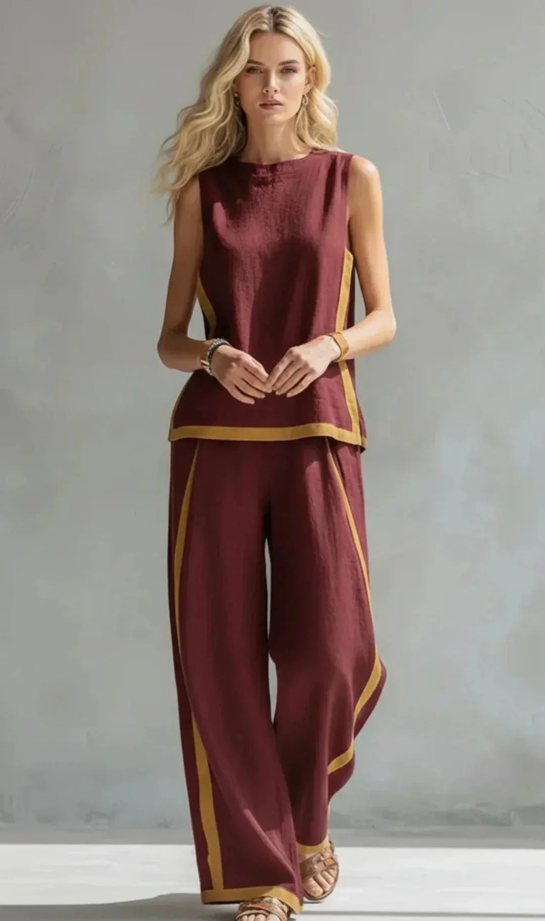 Georgia Vest Trouser Ensemble in burgundy