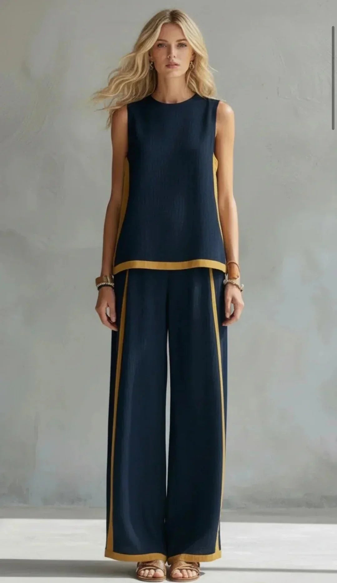 Georgia Vest Trouser Ensemble in navy blue