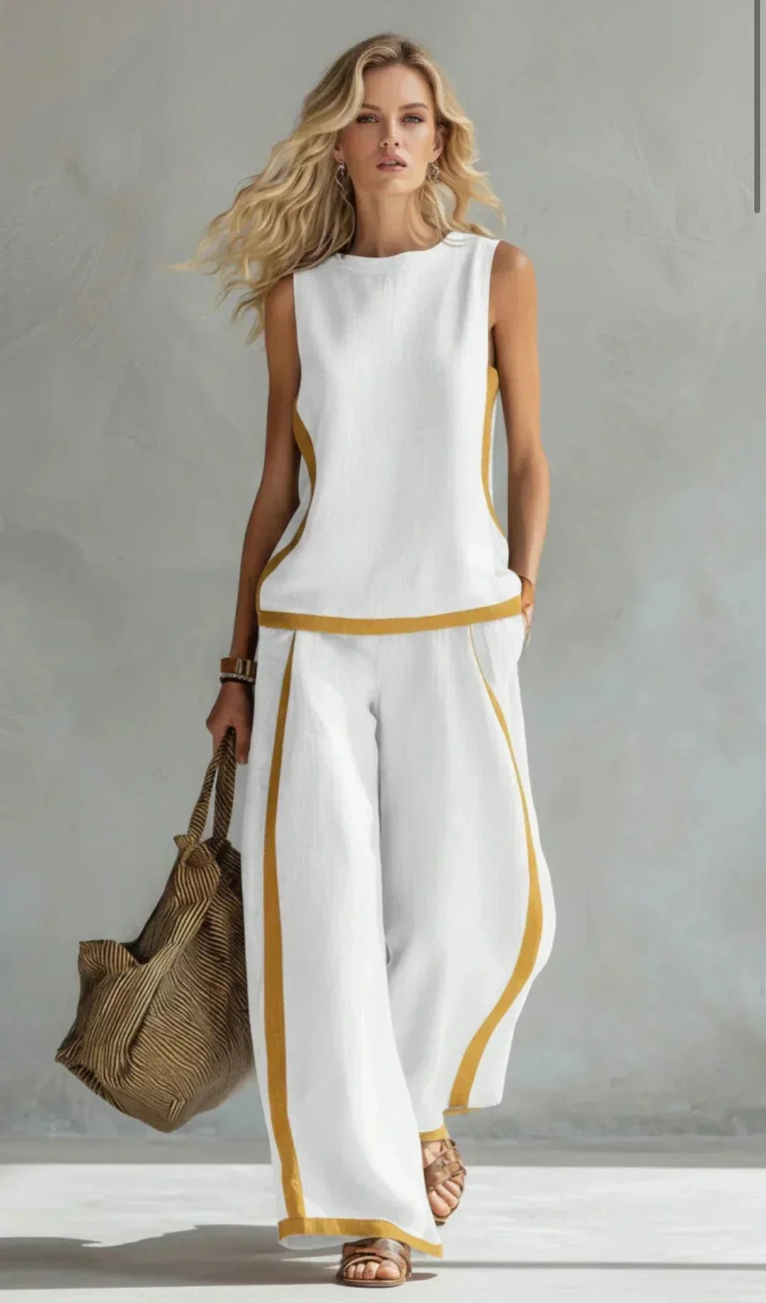 Georgia Vest Trouser Ensemble in white