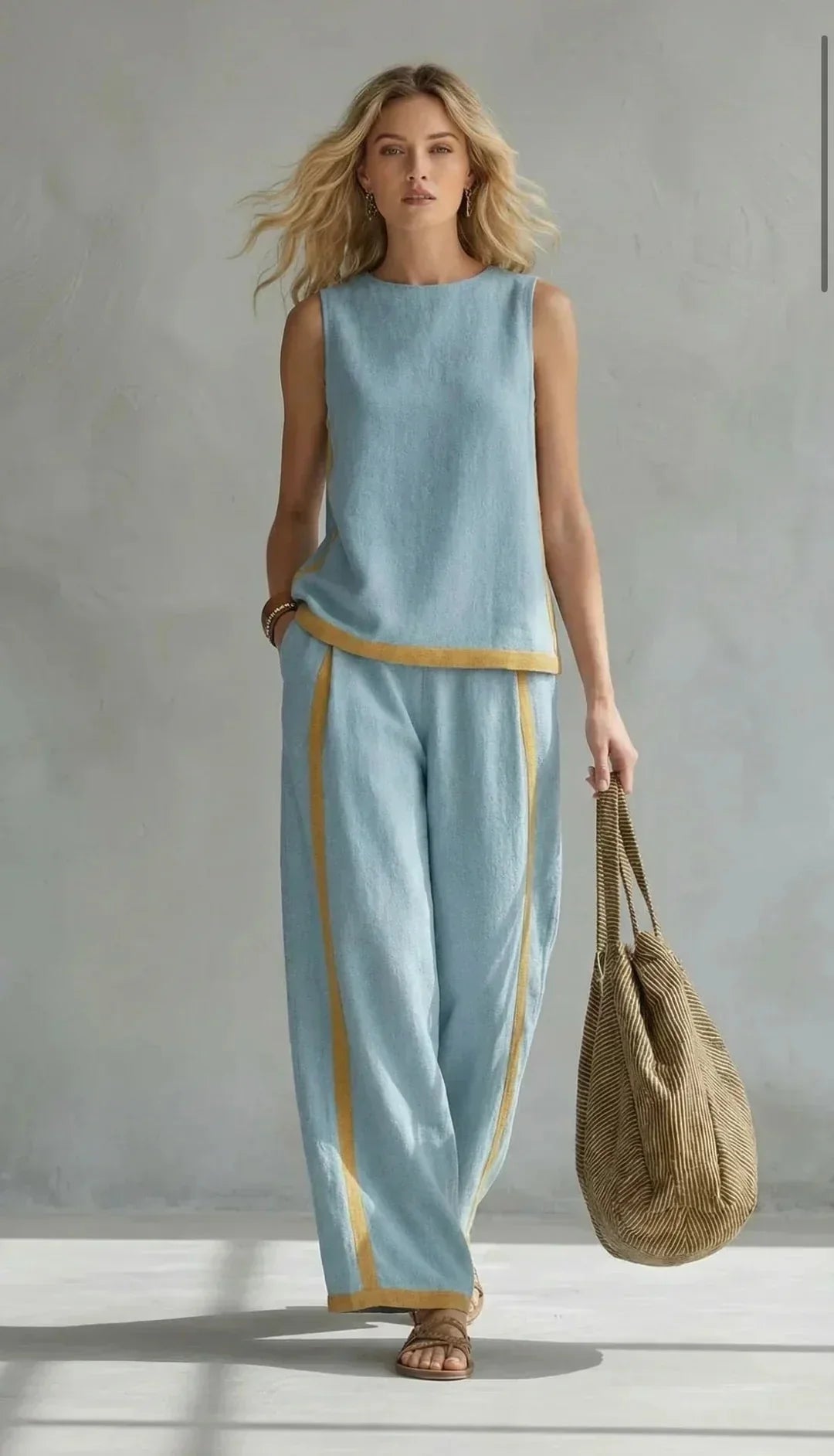 Georgia Vest Trouser Ensemble in light blue