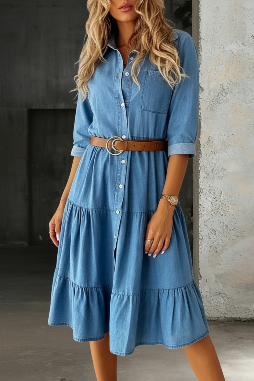 Gwen Midi Dress in light blue