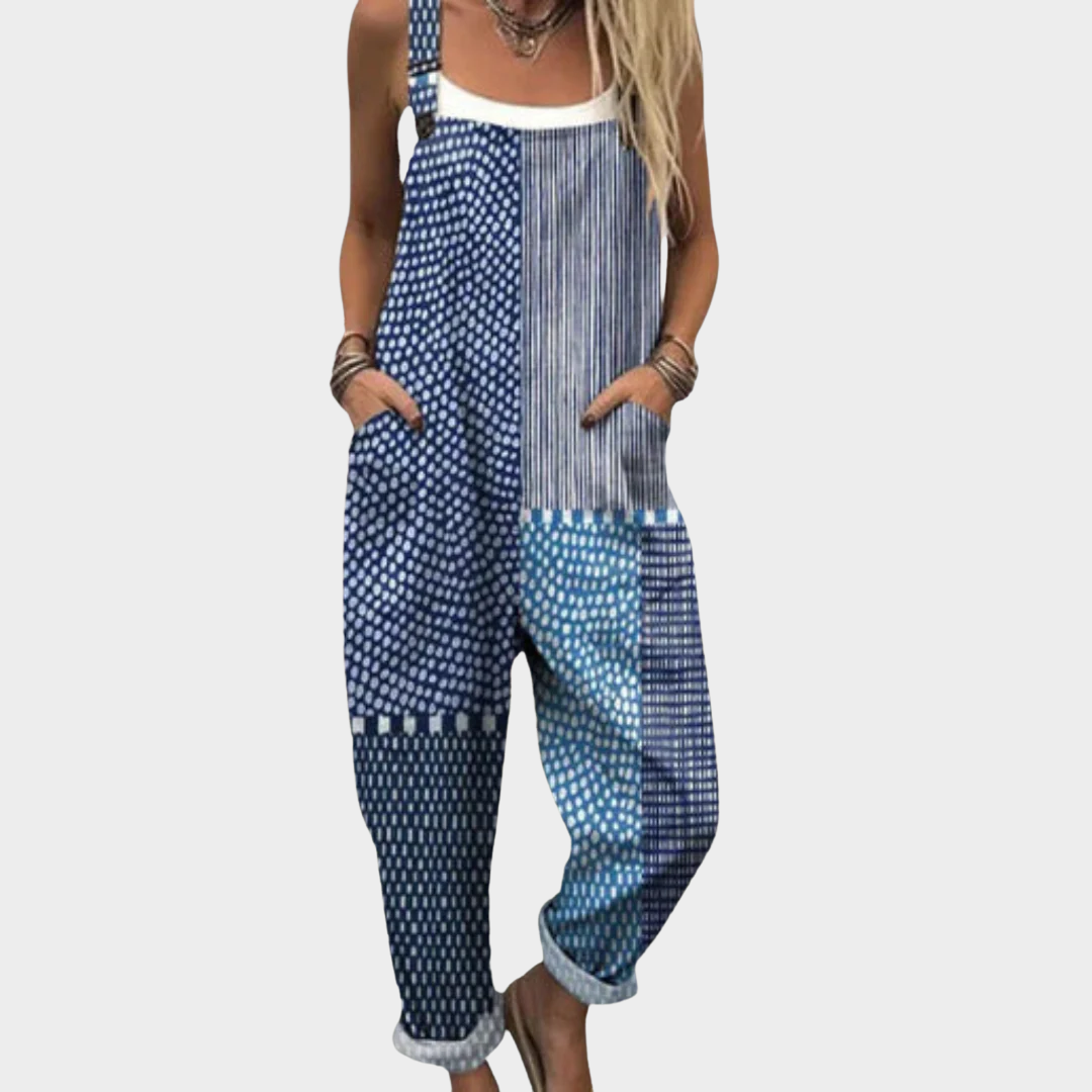 Ines Printed Overalls in blue