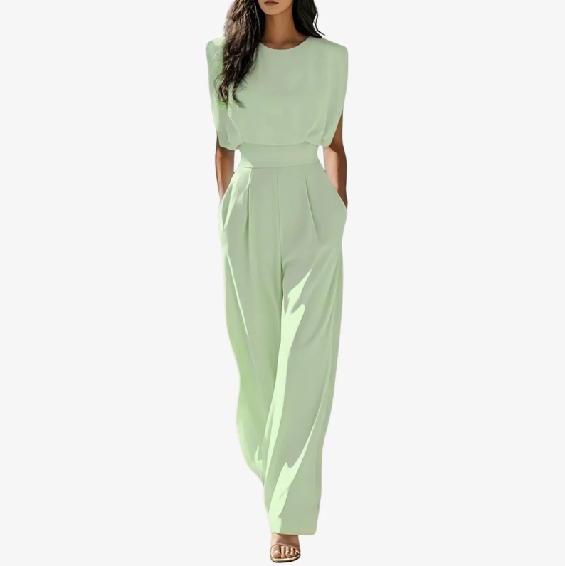 Jacqueline Belted Jumpsuit in light green