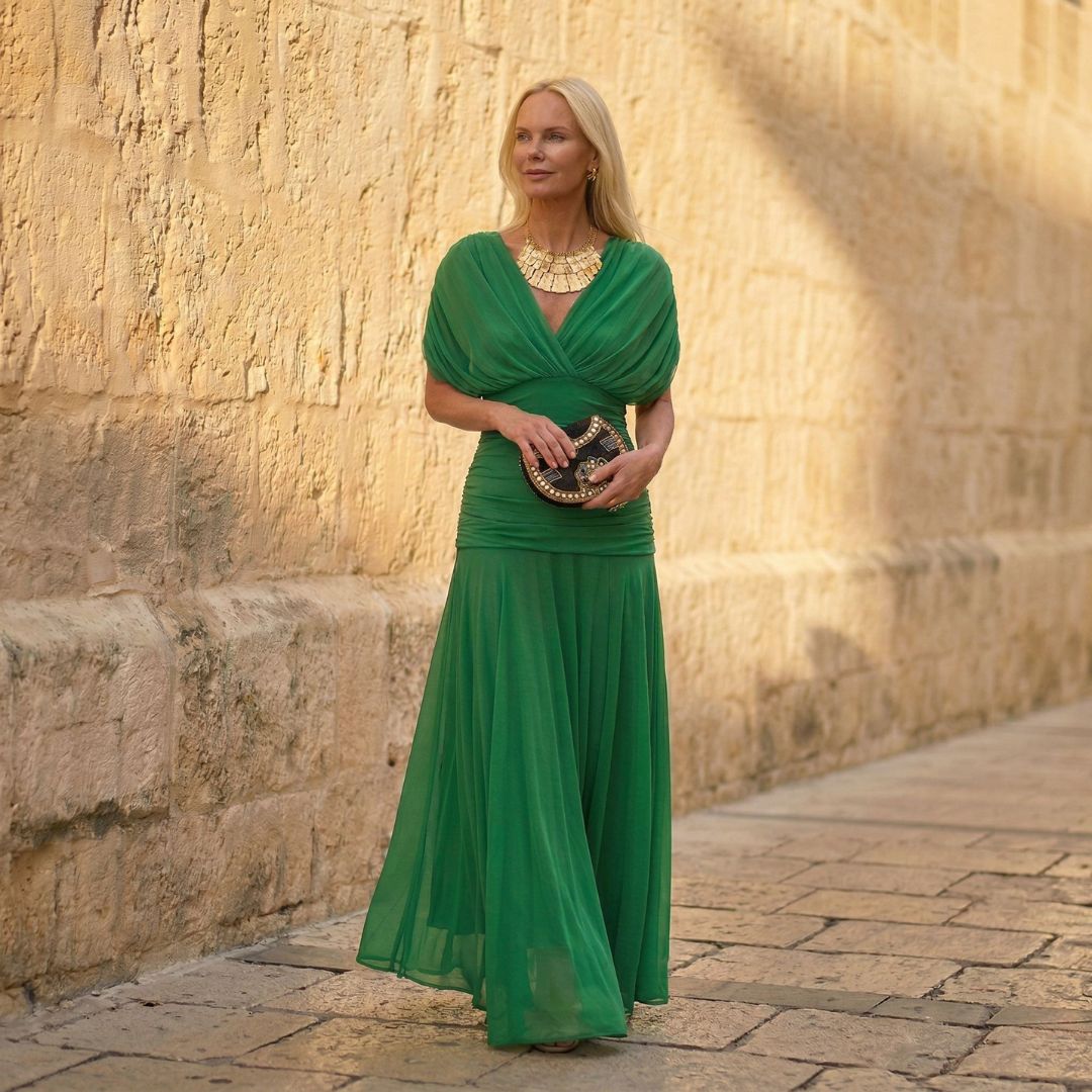Josephine Evening Dress in kelly green