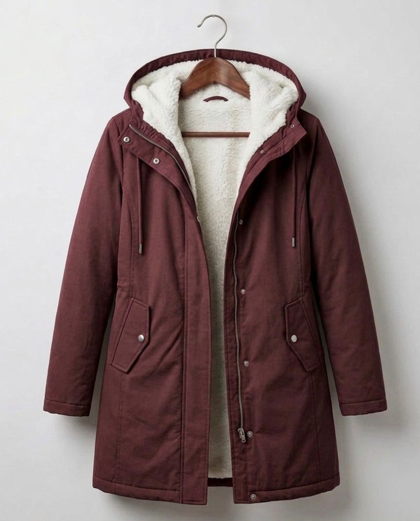 Kari Hooded Coat in berry red
