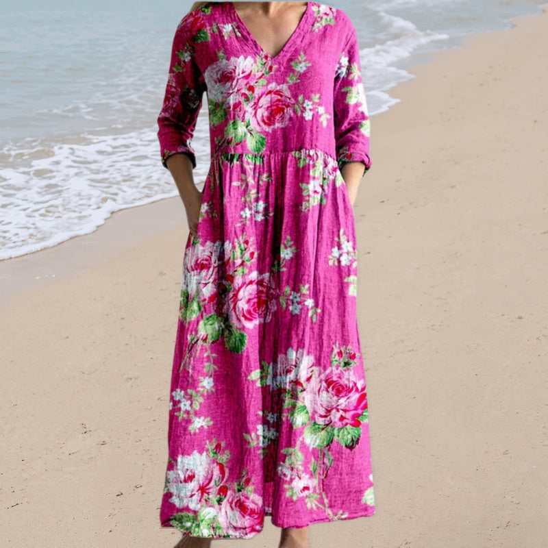 Leonora Maxi Dress in hot pink