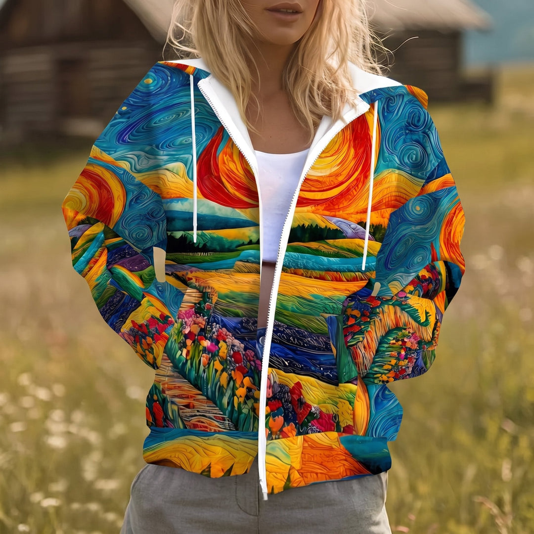 Liv Sunburst Zip Hoodie in multicolor