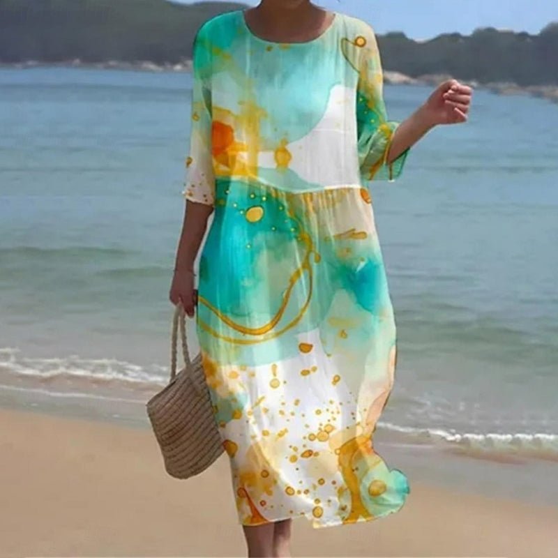 Romilly Midi Dress in green splashes