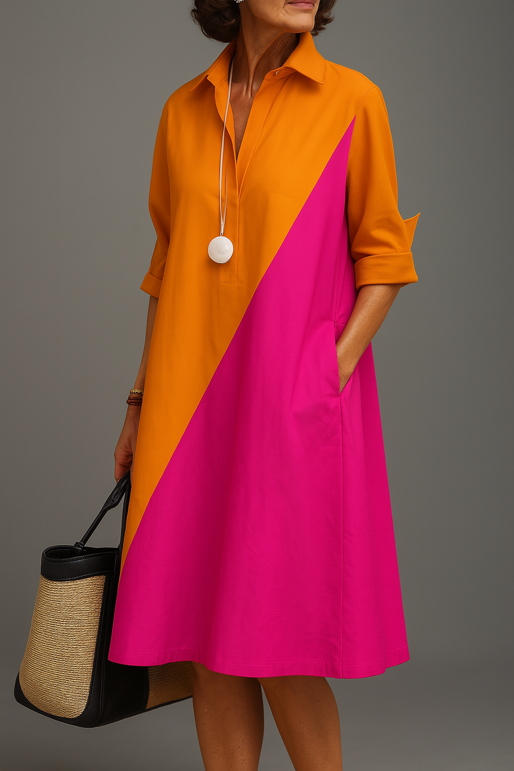 Serena Midi Dress in orange pink