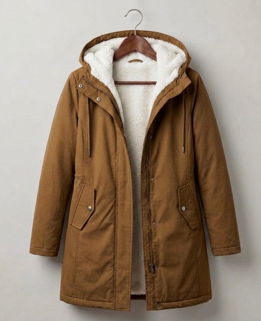 Signe Hooded Coat in khaki
