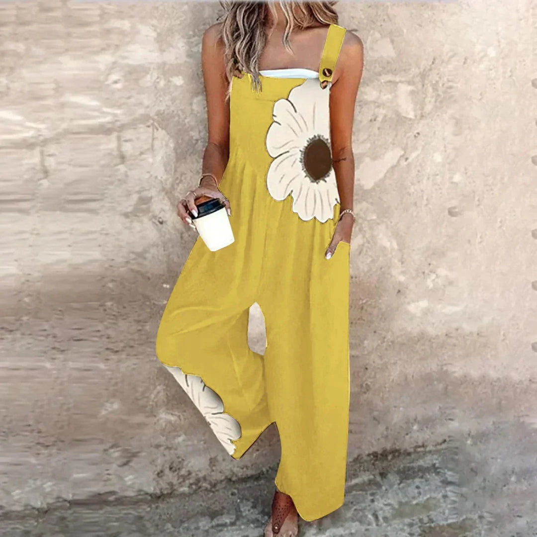 Sylvie Printed Overalls in yellow