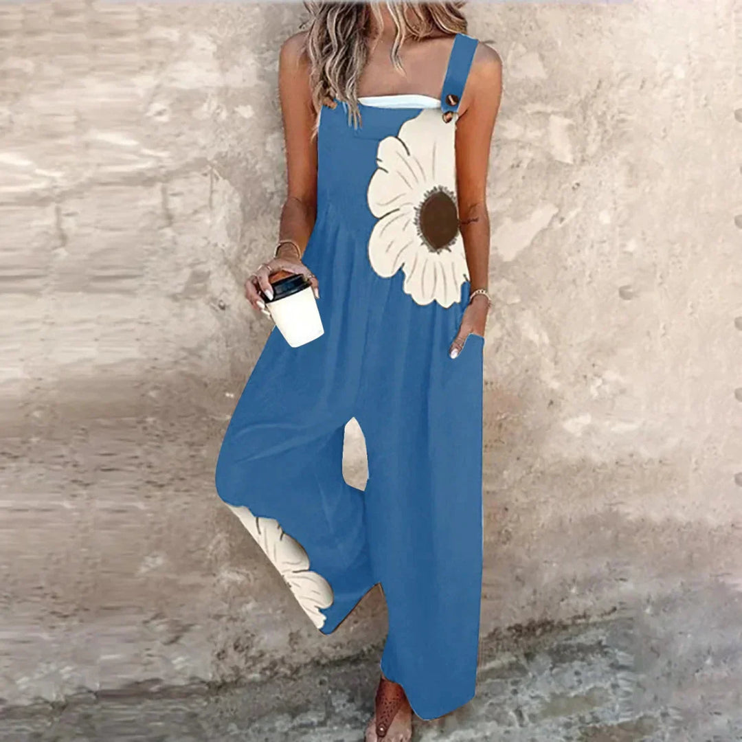 Sylvie Printed Overalls in blue