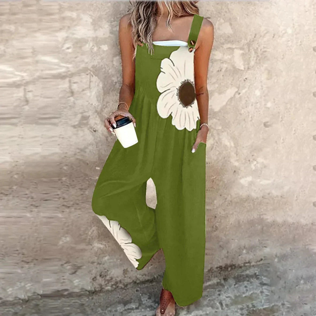 Sylvie Printed Overalls in green