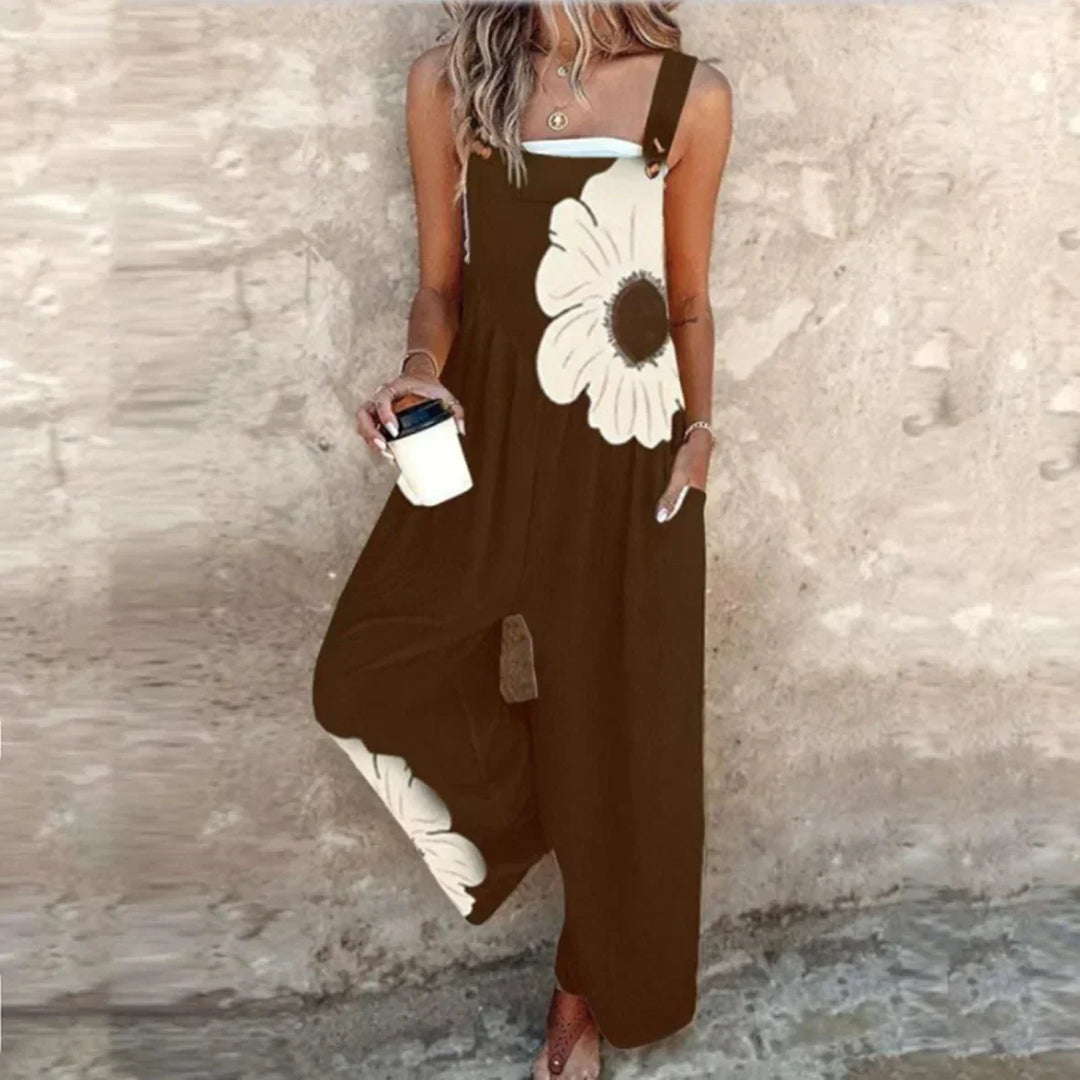 Sylvie Printed Overalls in brown