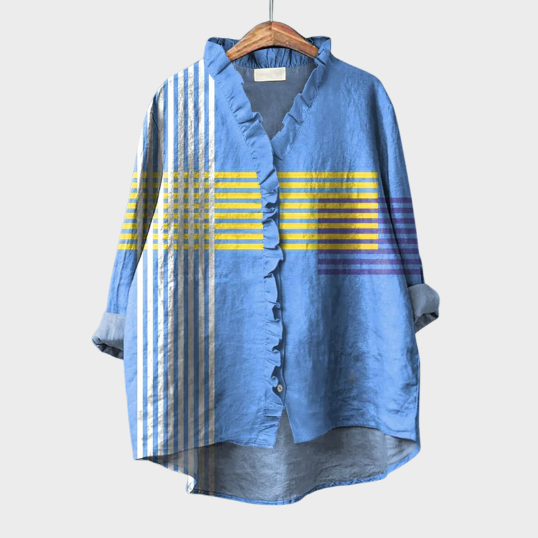 Andromede Ruffle Blouse in blue