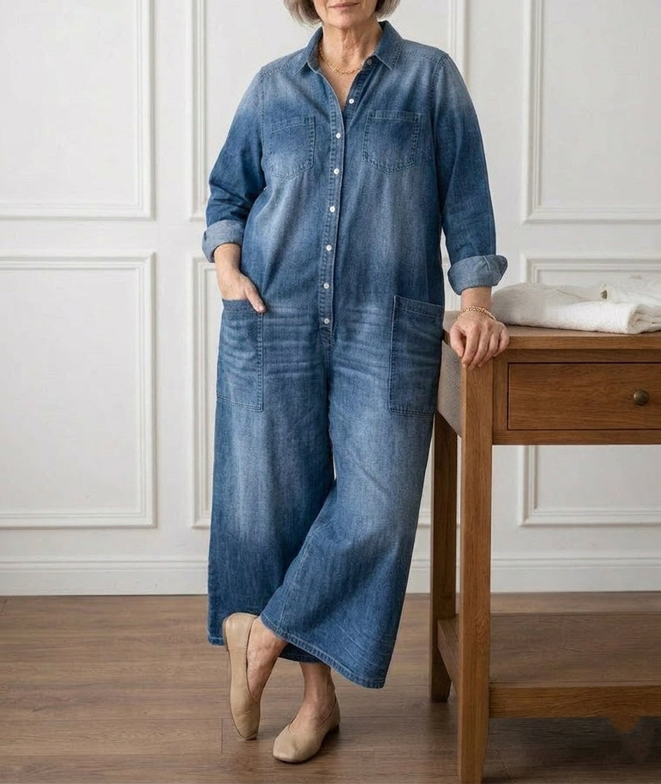 Pearl Vintage Washed Cotton Denim in blue