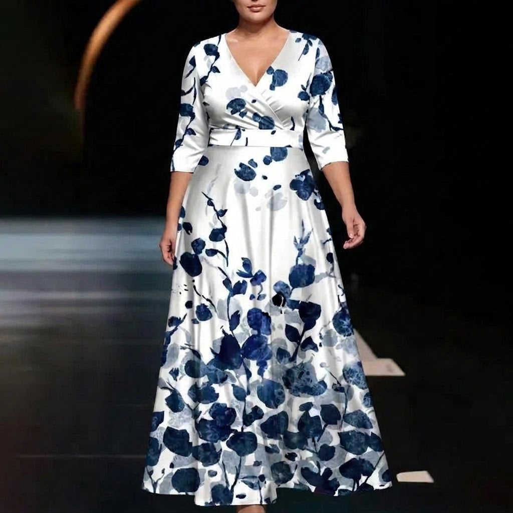 Vera Dress with Floral Print in blue
