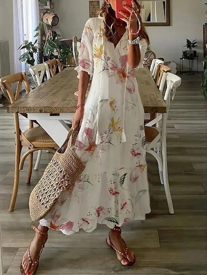 Aria Boho Tummy Coverage Dress in white 1