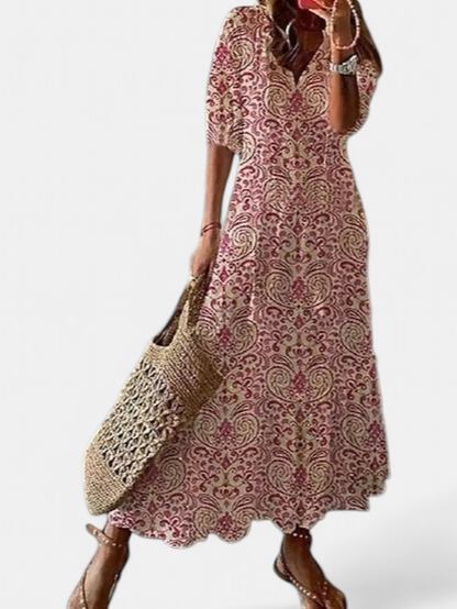 Cassia Boho Tummy Coverage Dress in red