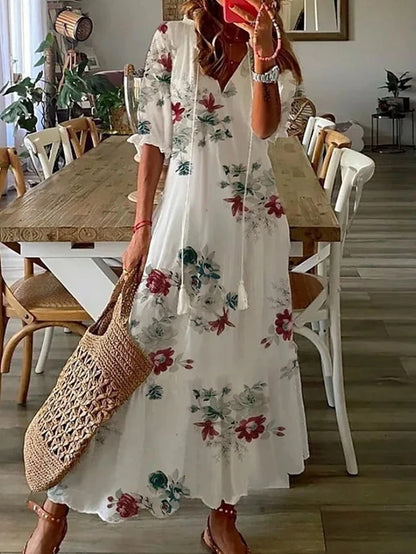Aria Boho Tummy Coverage Dress in white 2