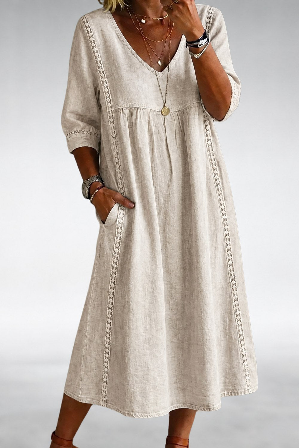 Vashti Comfort Midi Dress — Oatmeal