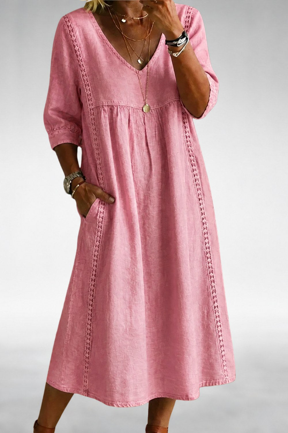 Vashti Comfort Midi Dress — Rose Pink