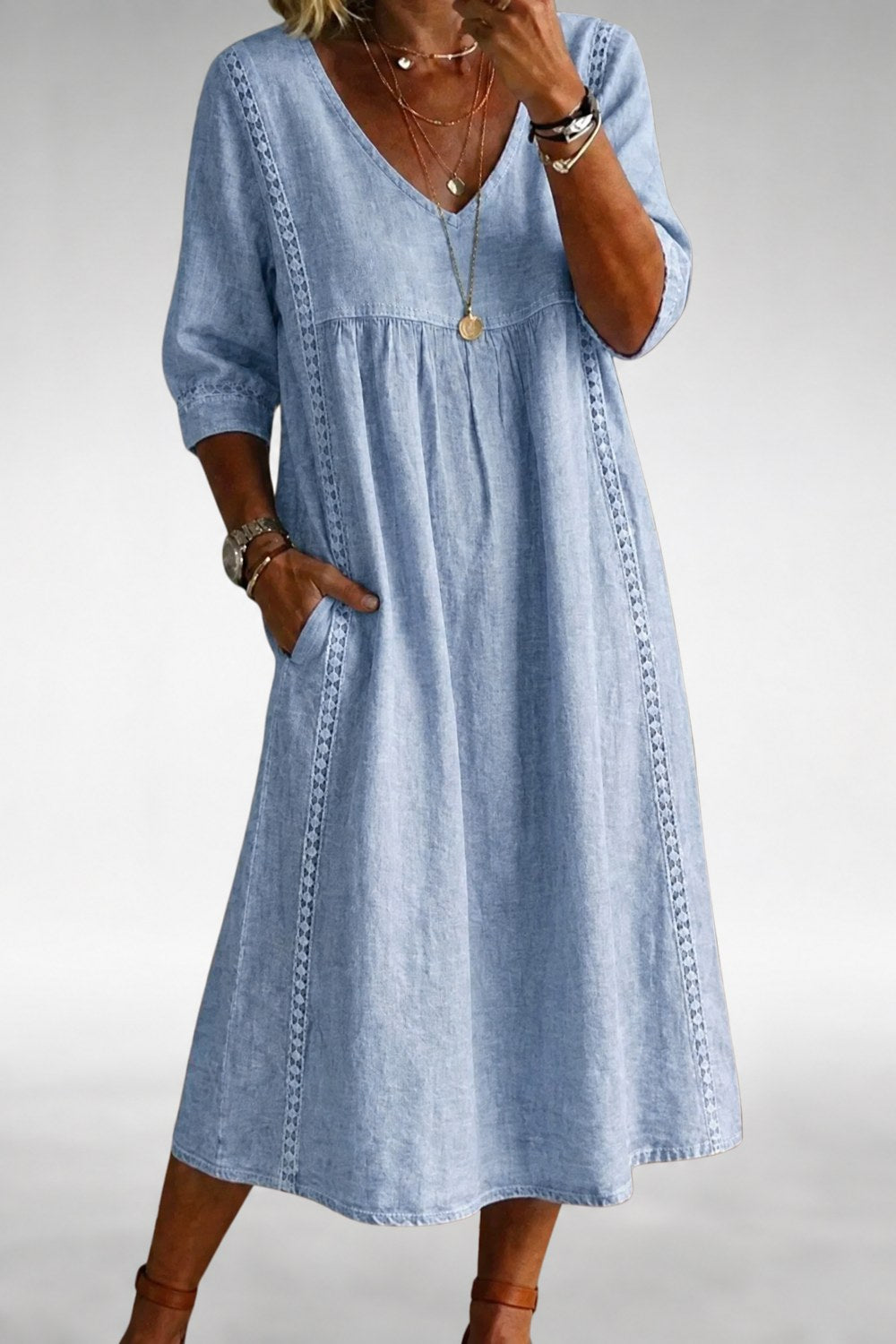 Vashti Comfort Midi Dress — Sky Blue