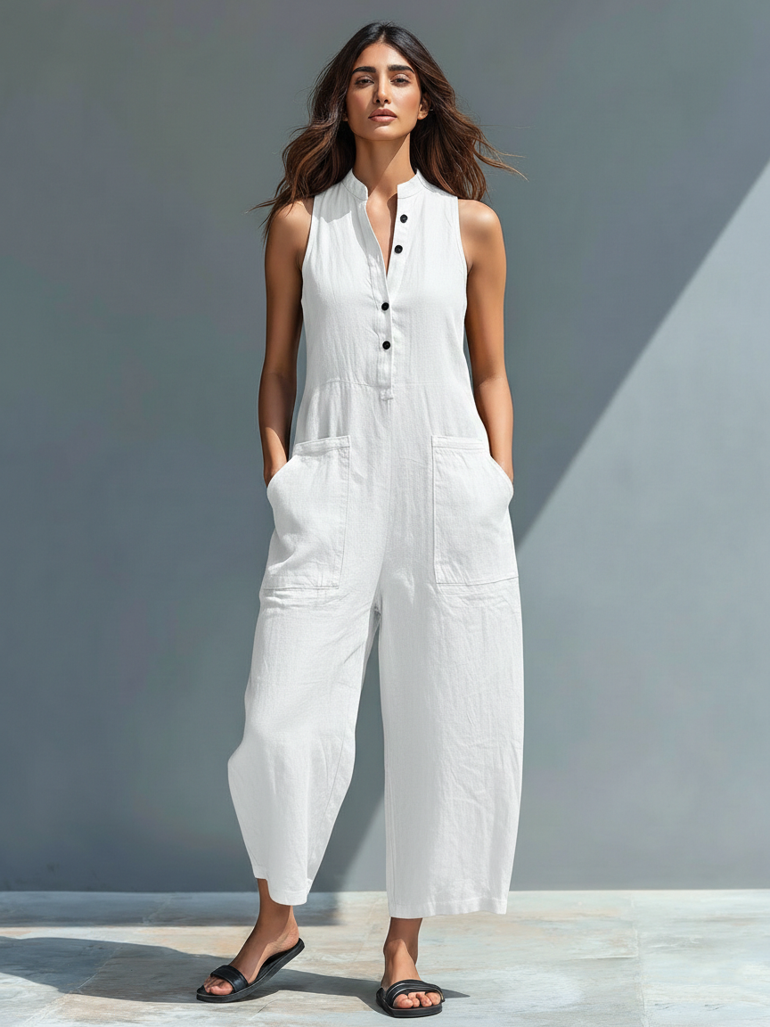 Yvaine Linen Jumpsuit in white
