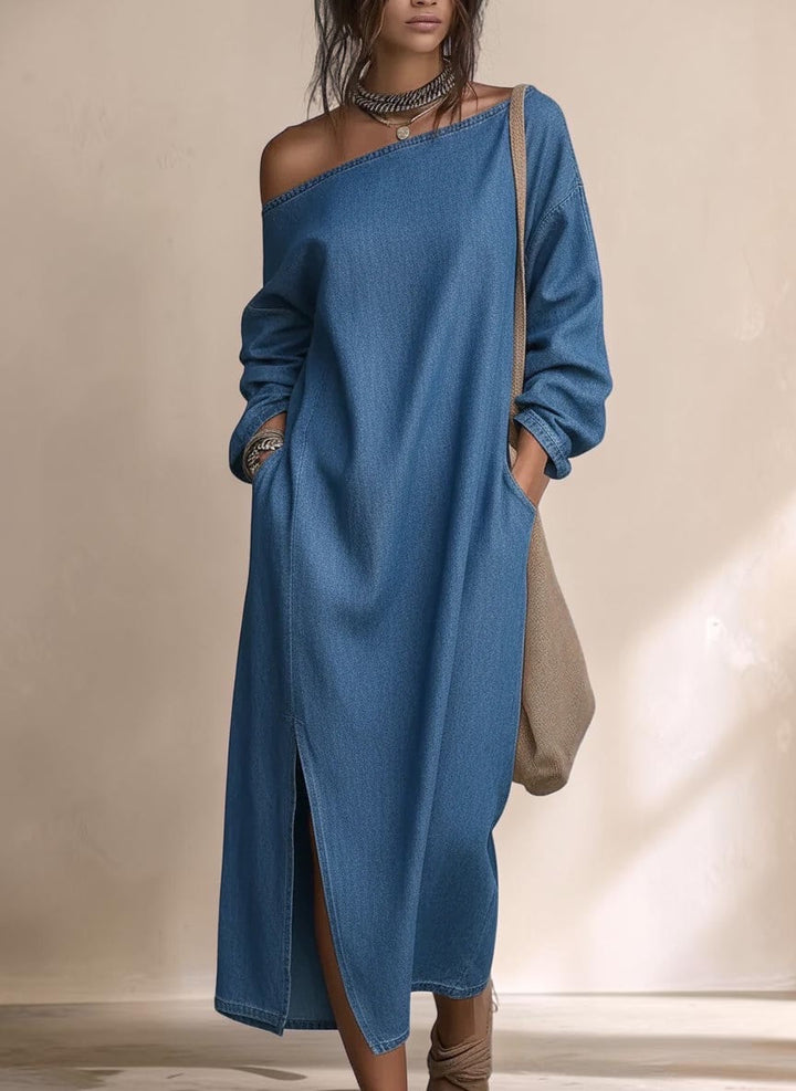 Elegant Urban-style Denim Balloon Sleeve in blue