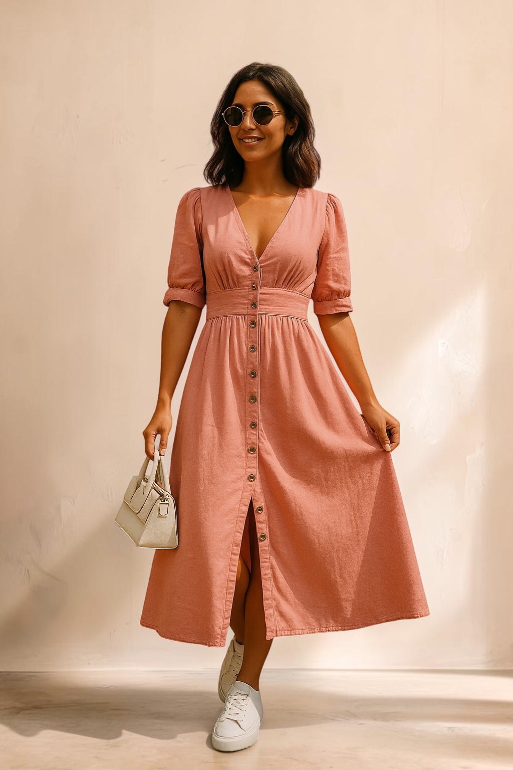 Jacqueline Denim Dress in pink