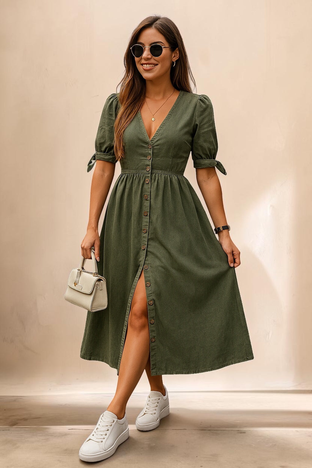 Jacqueline Denim Dress in green
