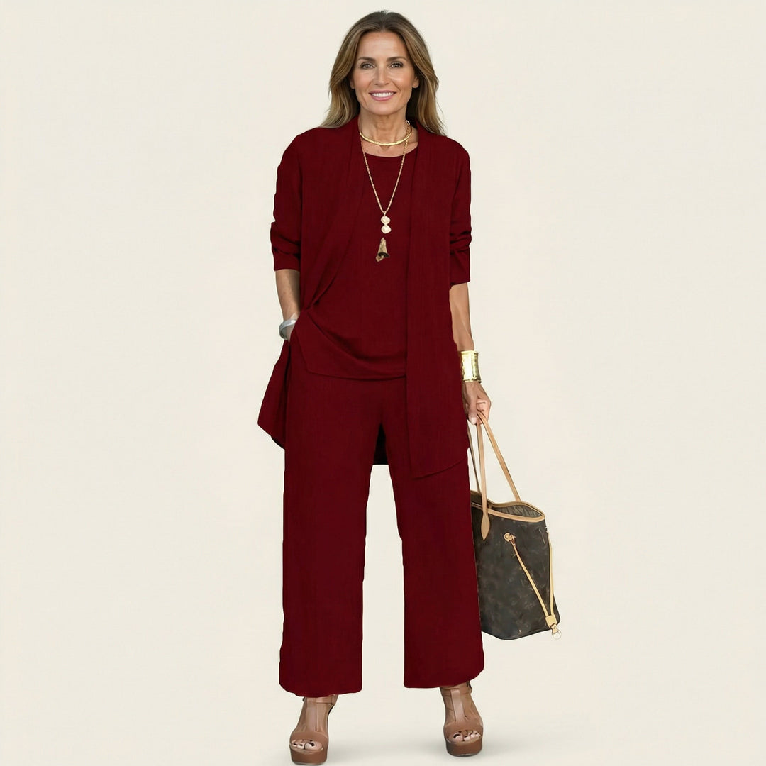 Aglae Three-piece Set in wine red