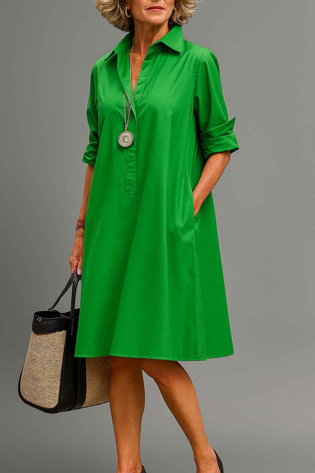 Arletty Swing Dress in green
