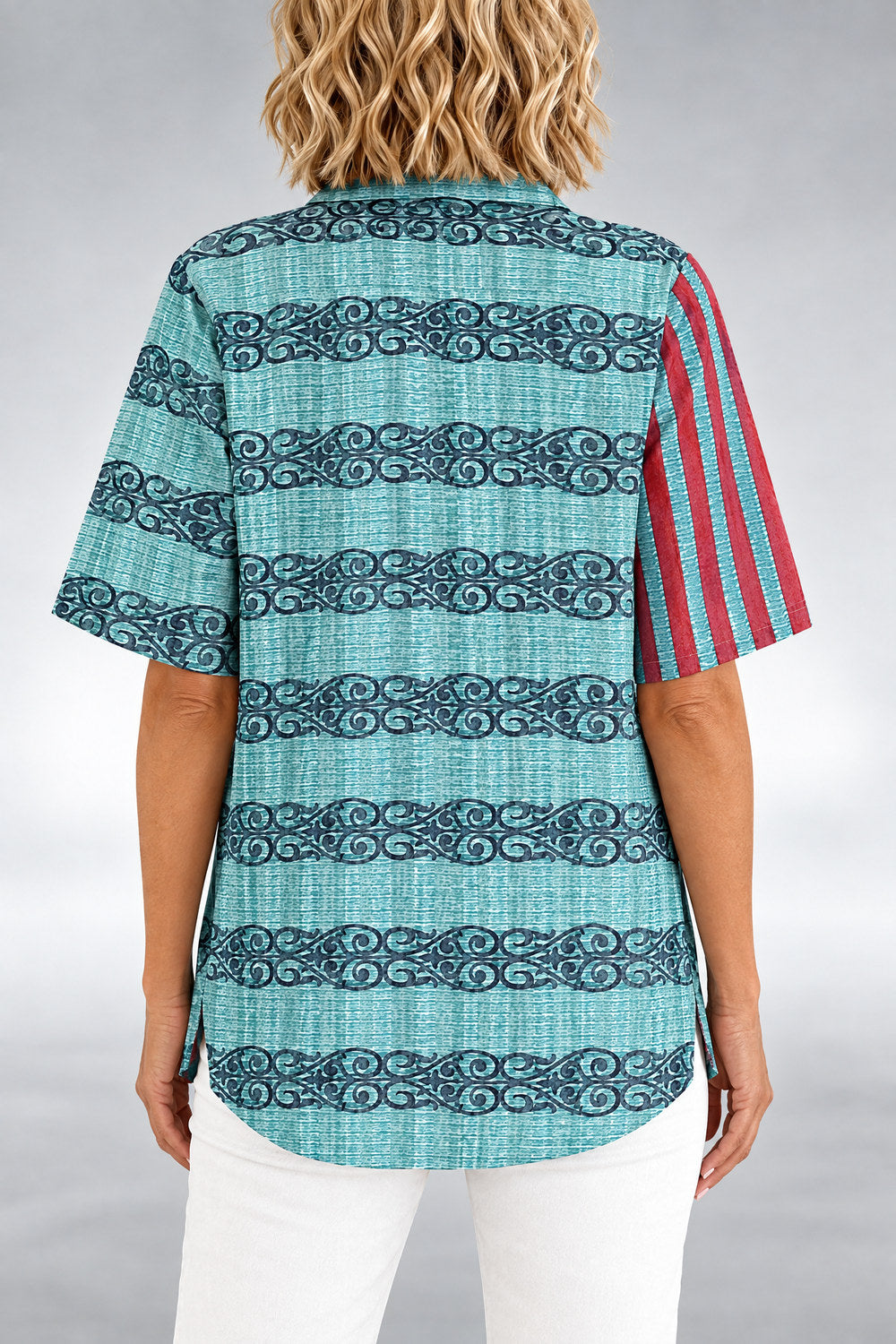 Winifred Relaxed-Fit Top — Aqua Stripe