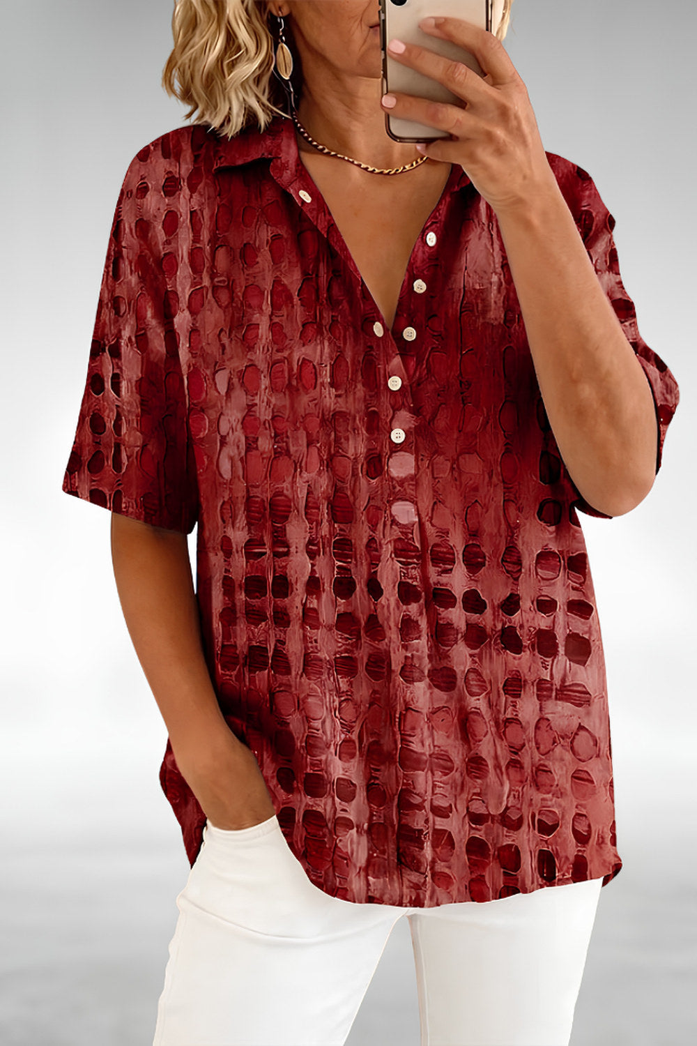 Winifred Relaxed-Fit Top — Brick Red